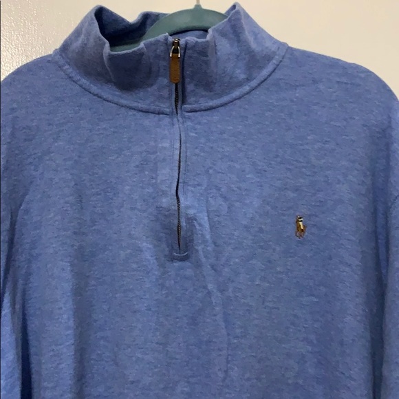 Light/French Blue Polo Half Zip Size 2XB - Picture 2 of 5